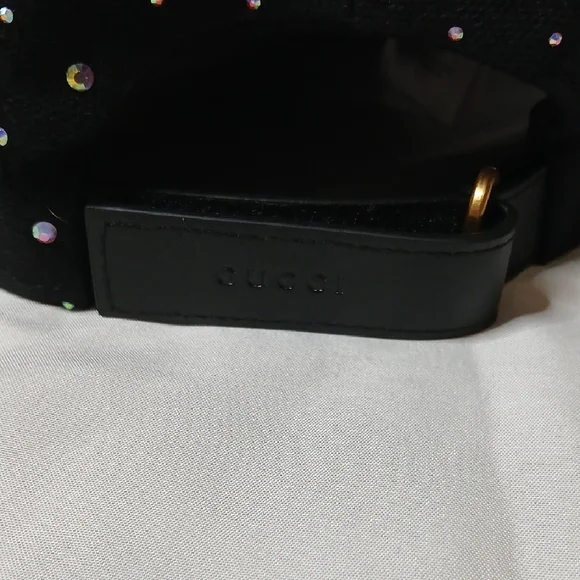 Gucci Black Monogram GG Rhinestone Cap - Picture 4 of 6